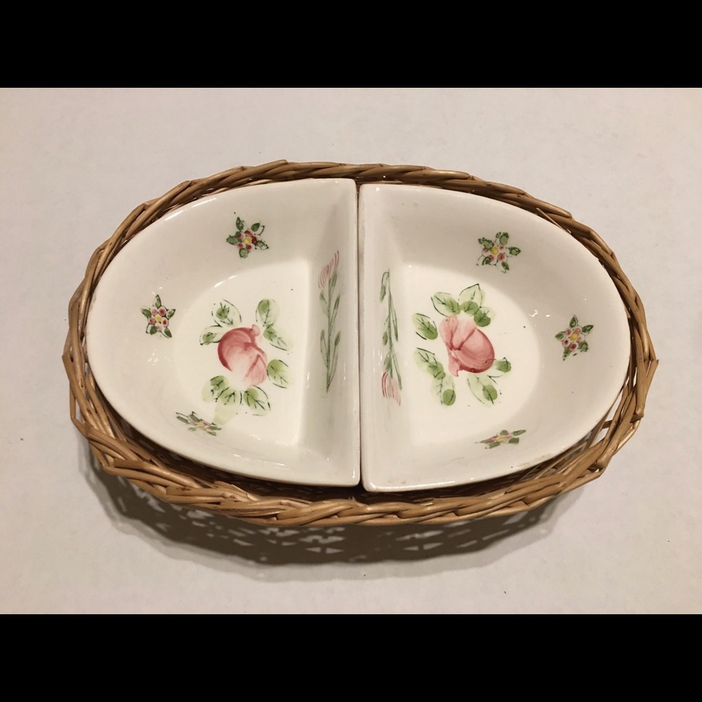 Japanese porcelain divider dishes with basket